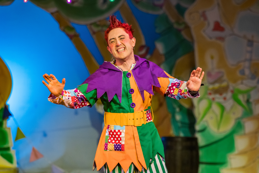 Panto performer on stage
